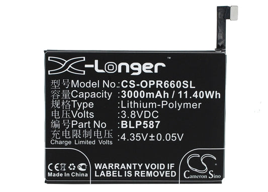 3.8V 3000mAh/11.40Wh Li-Polymer Mobile/SmartPhone Battery for OPPO