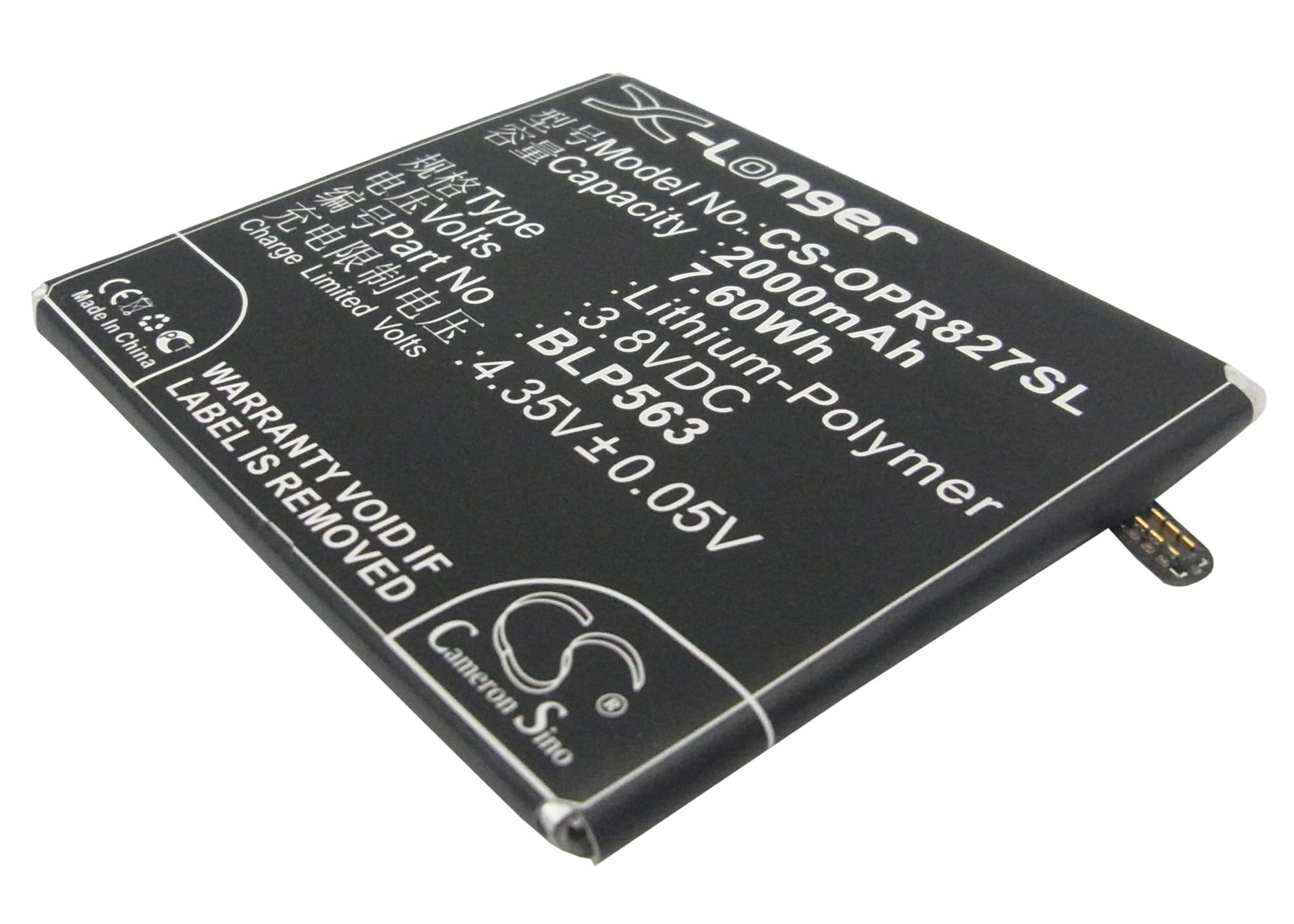 3.8V 2000mAh/7.60Wh Li-Polymer Mobile/SmartPhone Battery for OPPO