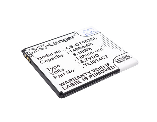 3.7V 1400mAh/5.18Wh Li-ion Mobile/SmartPhone Battery for Alcatel