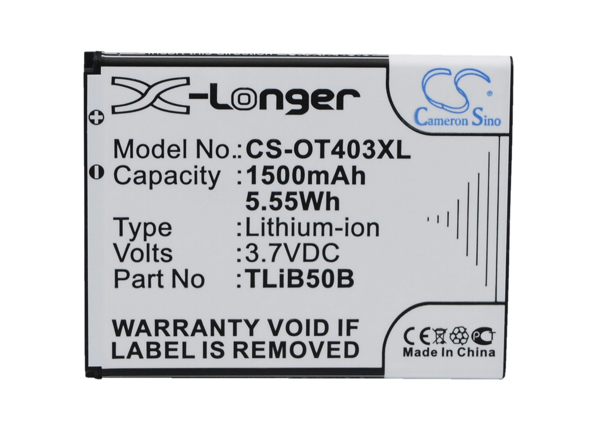 3.7V 1500mAh/5.55Wh Li-ion Mobile/SmartPhone Battery for Alcatel