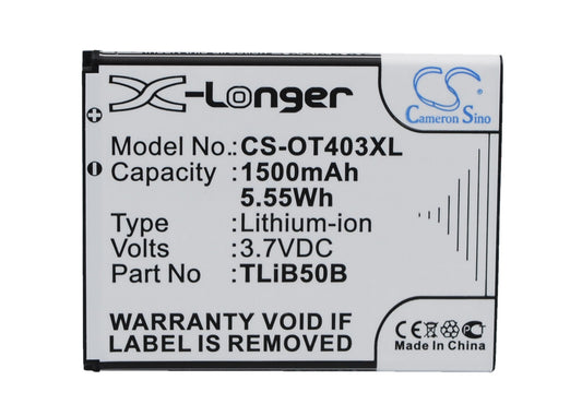 3.7V 1500mAh/5.55Wh Li-ion Mobile/SmartPhone Battery for Alcatel
