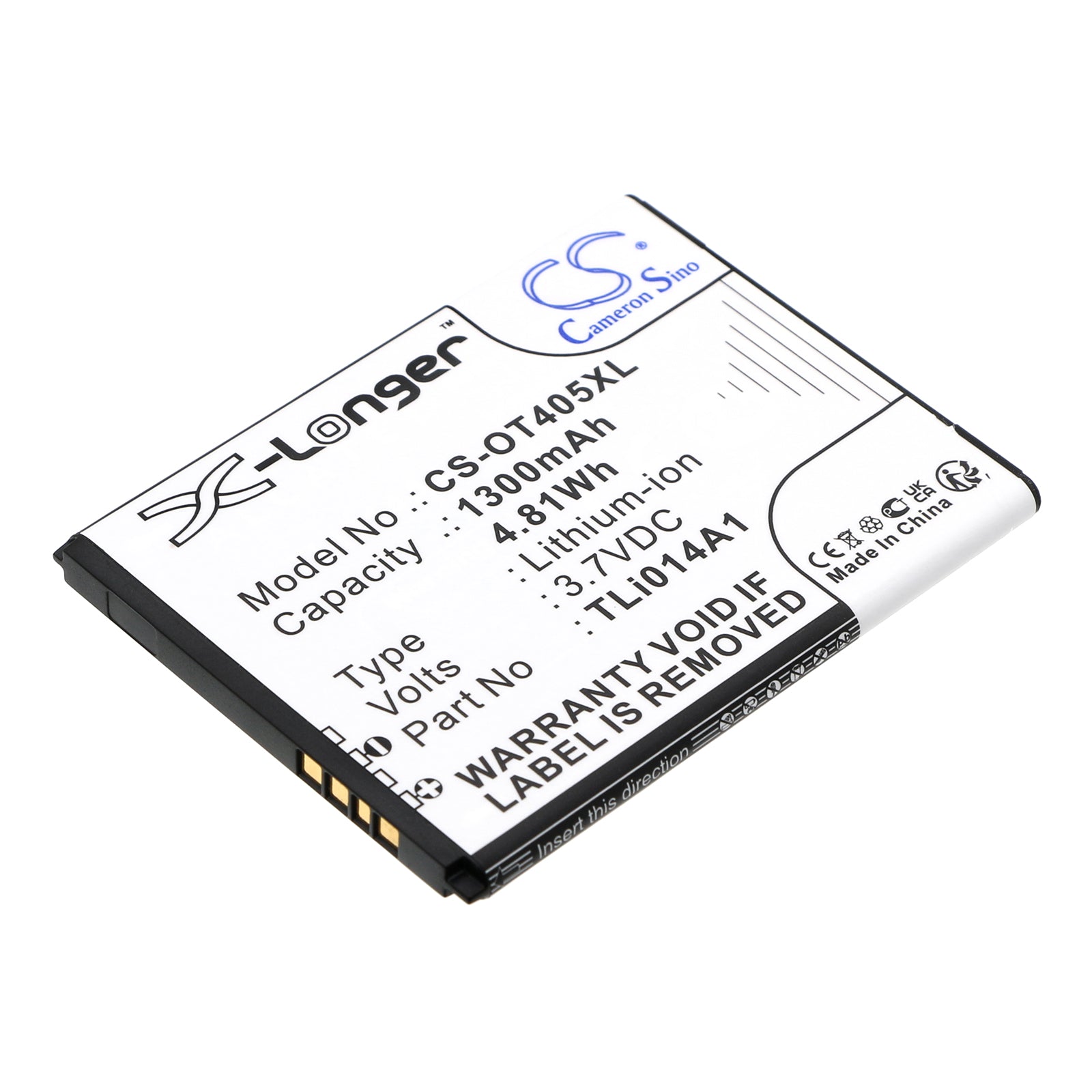 3.7V 1300mAh/4.81Wh Li-ion Mobile/SmartPhone Battery for Alcatel
