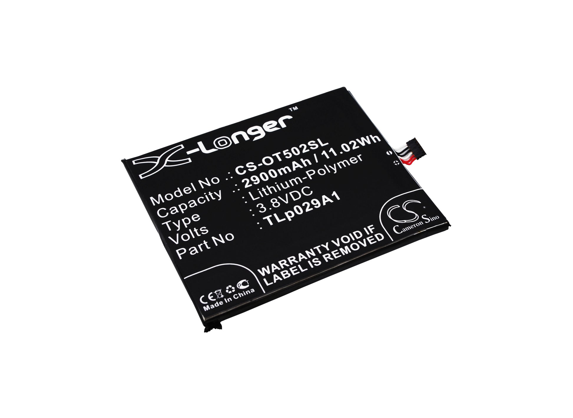 3.8V 2900mAh/11.02Wh Li-Polymer Mobile/SmartPhone Battery for Alcatel