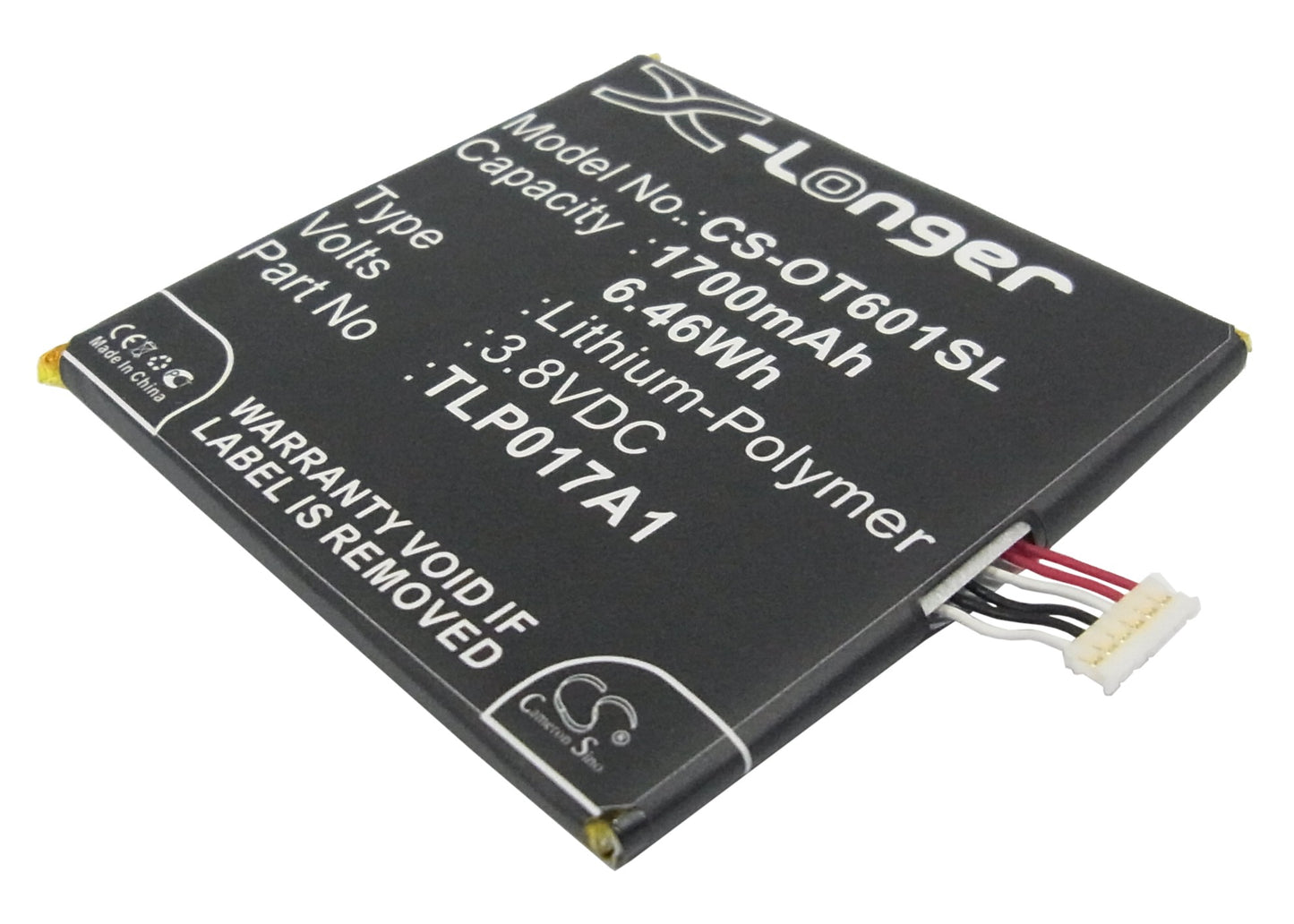 3.8V 1700mAh/6.46Wh Li-Polymer Mobile/SmartPhone Battery for Alcatel
