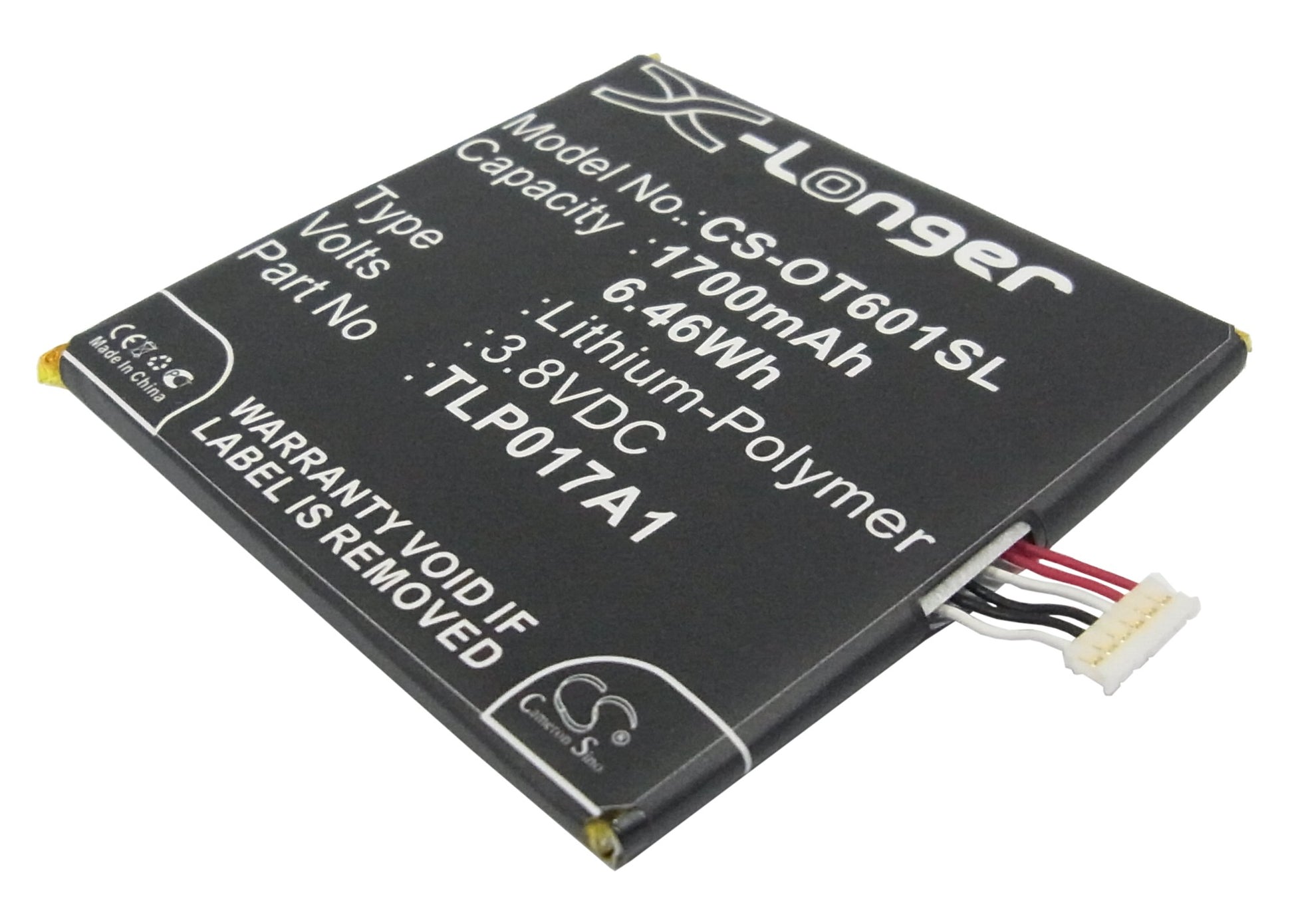 3.8V 1700mAh/6.46Wh Li-Polymer Mobile/SmartPhone Battery for TCL