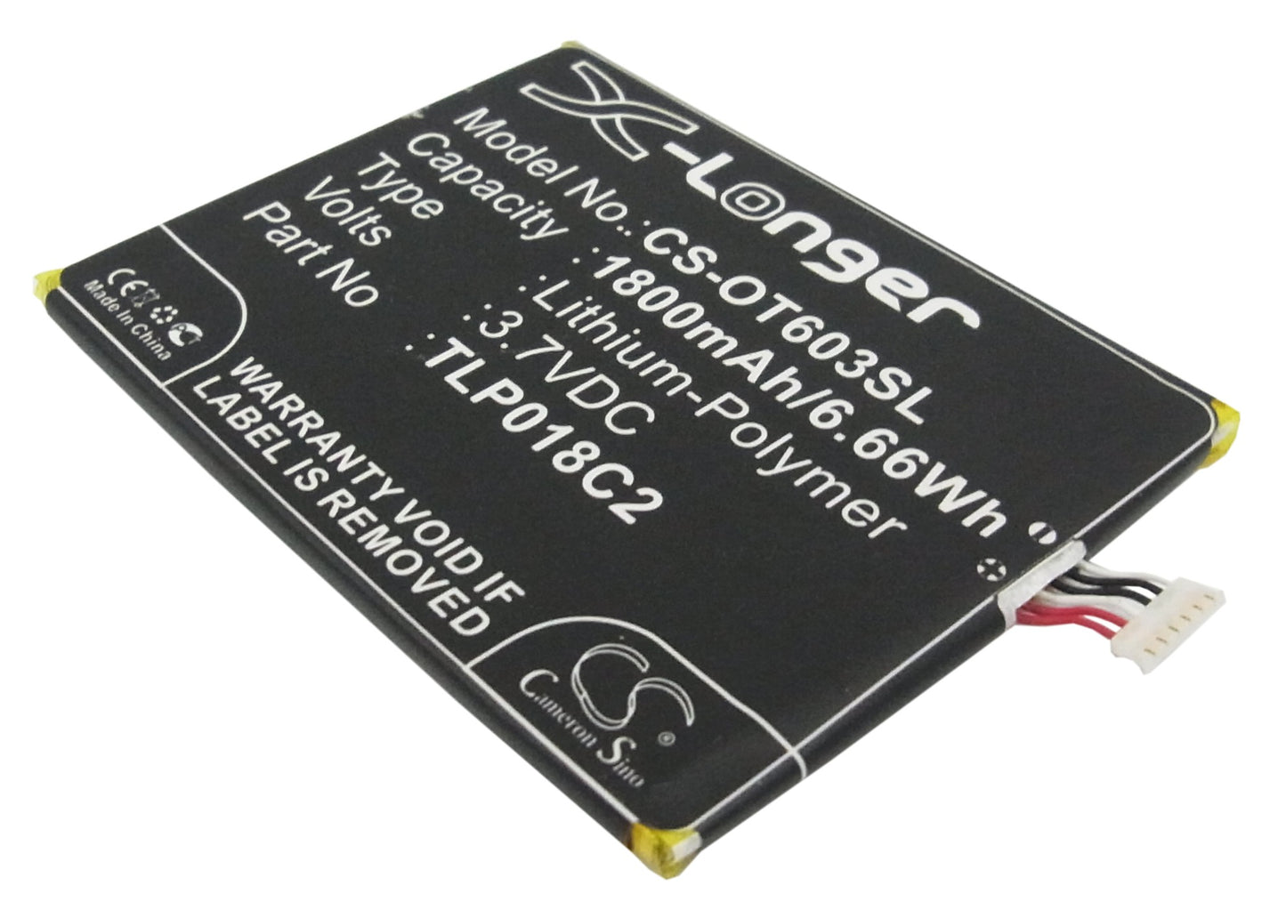 3.7V 1800mAh/6.66Wh Li-Polymer Mobile/SmartPhone Battery for Alcatel