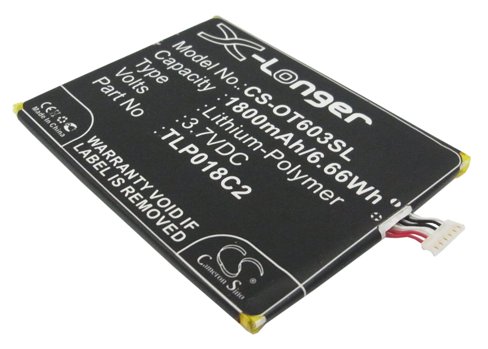 3.7V 1800mAh/6.66Wh Li-Polymer Mobile/SmartPhone Battery for Alcatel