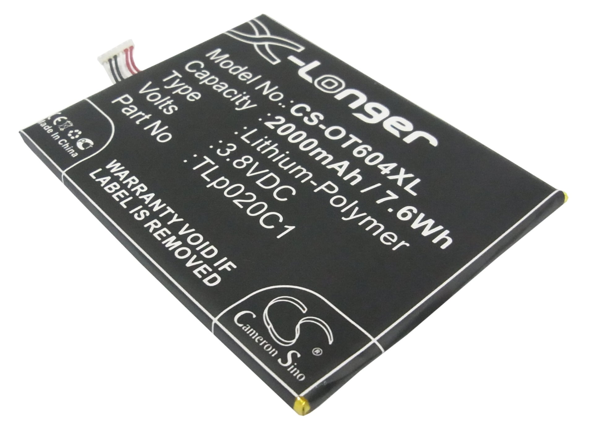 3.8V 2000mAh/7.60Wh Li-Polymer Mobile/SmartPhone Battery for Alcatel