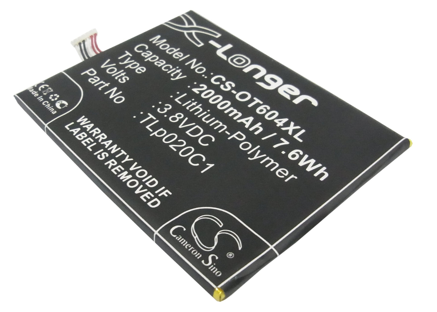 3.8V 2000mAh/7.60Wh Li-Polymer Mobile/SmartPhone Battery for TCL