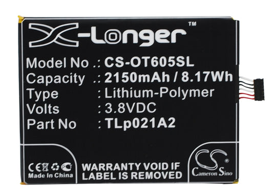3.8V 2150mAh/8.17Wh Li-Polymer Mobile/SmartPhone Battery for Alcatel
