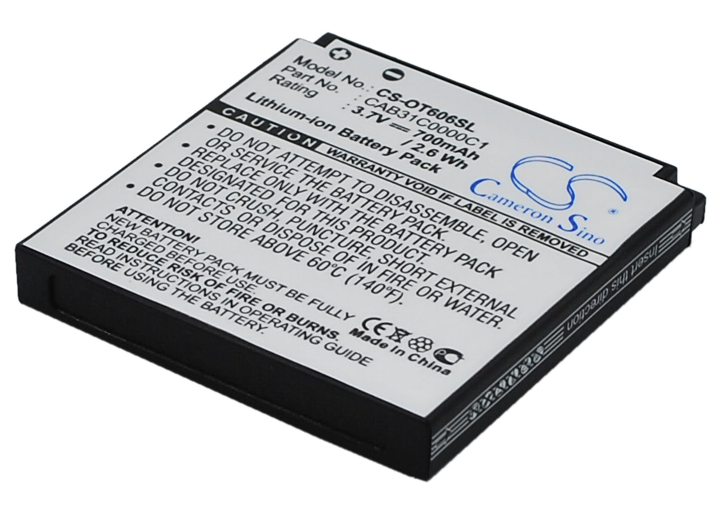 3.7V 700mAh Li-ion Mobile/SmartPhone Battery for Alcatel