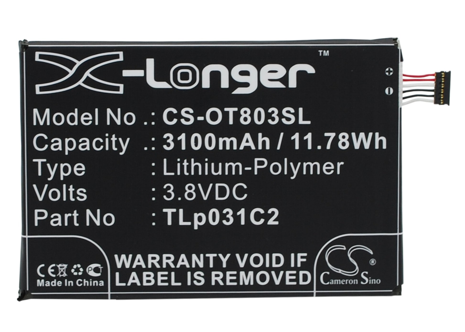 3.8V 3100mAh/11.78Wh Li-Polymer Mobile/SmartPhone Battery for Orange