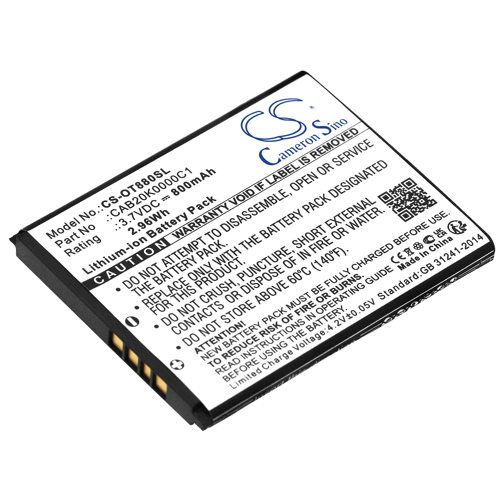 3.7V 800mAh/2.96Wh Li-ion Mobile/SmartPhone Battery for TRACFONE