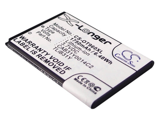 3.7V 1750mAh/6.48Wh Li-ion Mobile/SmartPhone Battery for Alcatel
