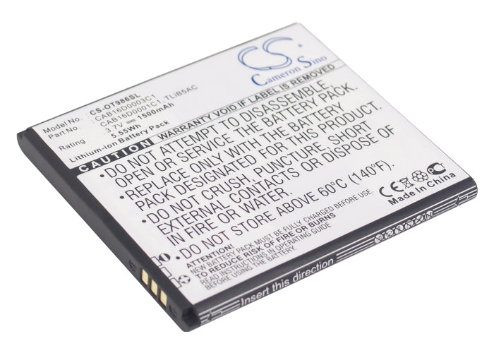 3.7V 1500mAh/5.55Wh Li-ion Mobile/SmartPhone Battery for TCL