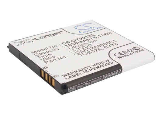 3.7V 1650mAh/6.11Wh Li-ion Mobile/SmartPhone Battery for Alcatel