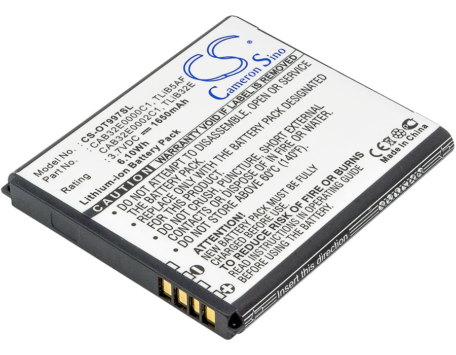 3.7V 1650mAh/6.11Wh Li-ion Mobile/SmartPhone Battery for Alcatel