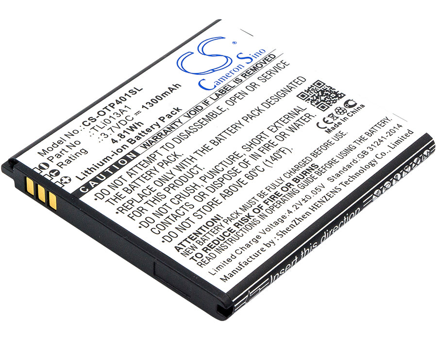 3.7V 1300mAh/4.81Wh Li-ion Mobile/SmartPhone Battery for Alcatel