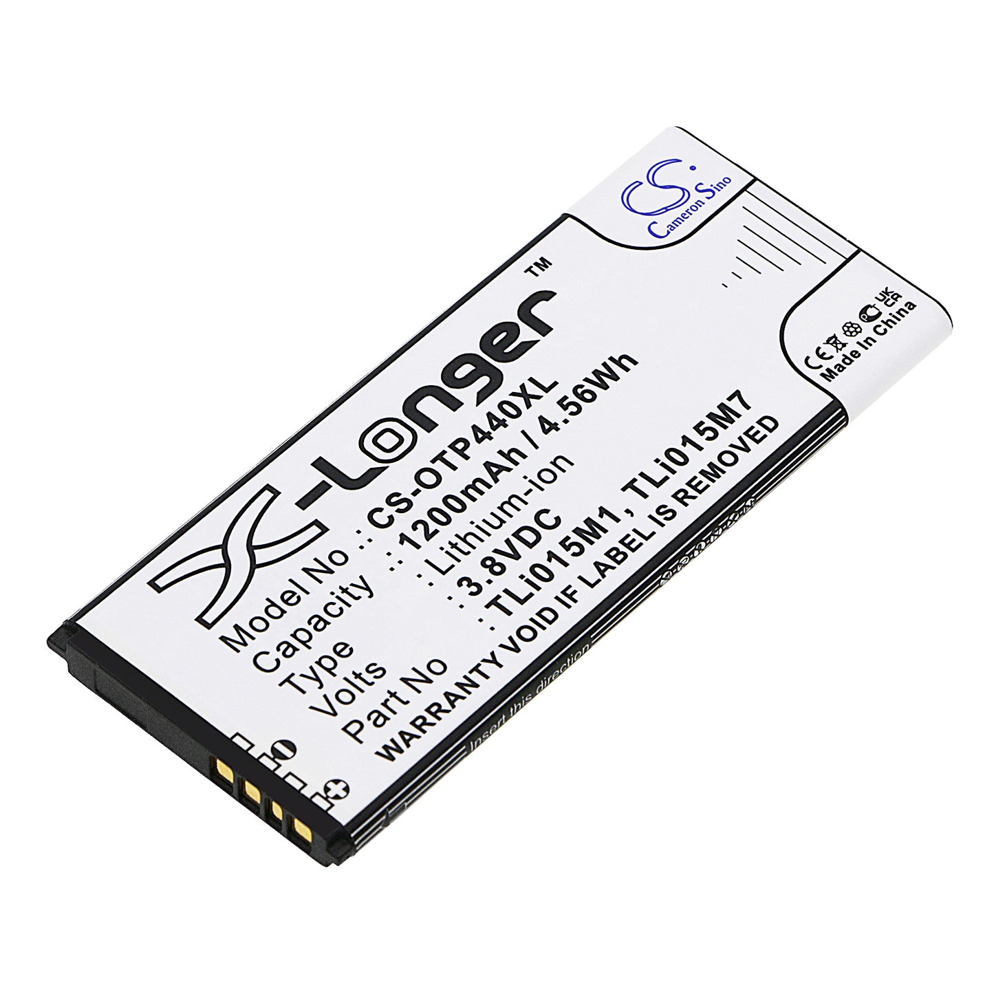 3.8V 1200mAh/4.56Wh Li-ion Mobile/SmartPhone Battery for Alcatel