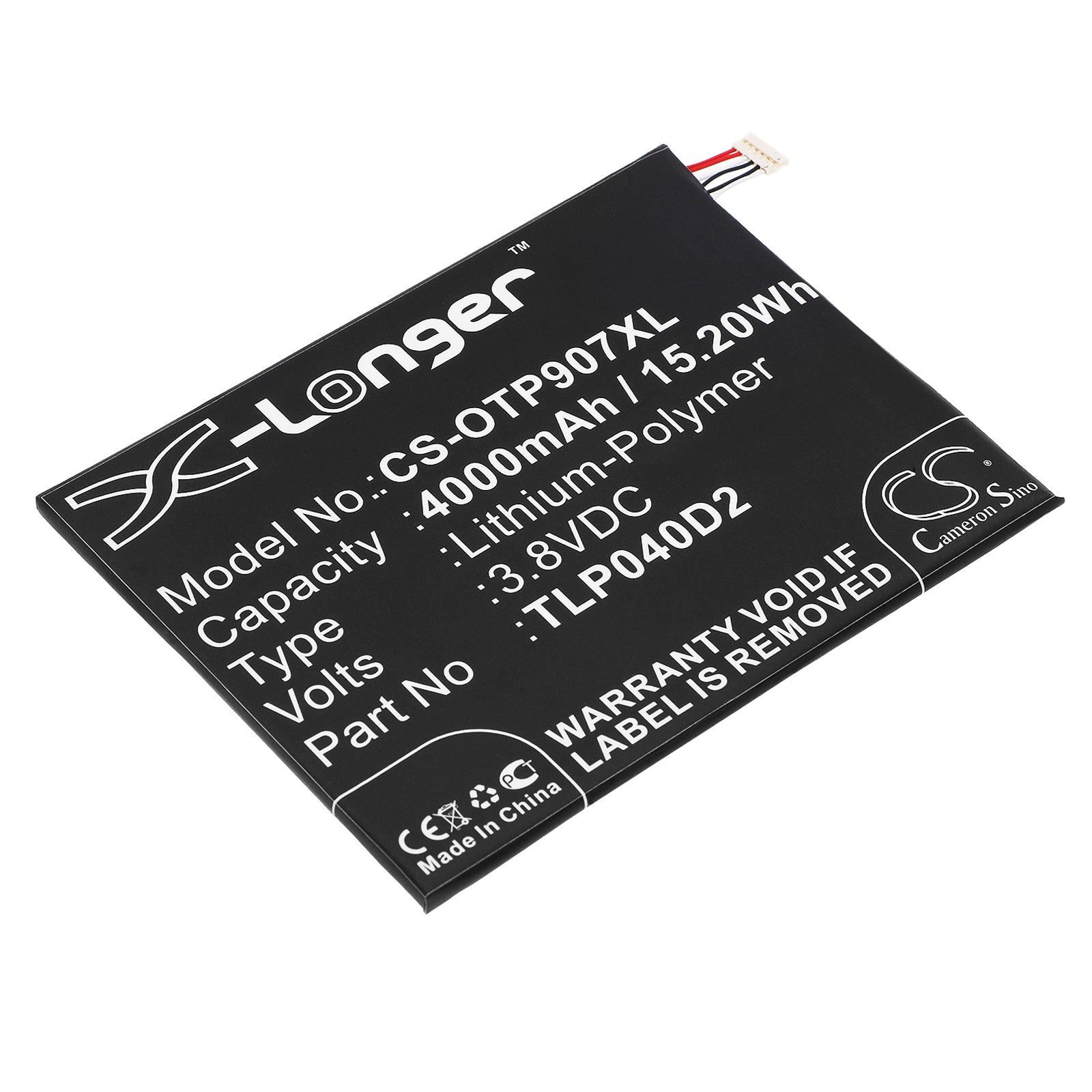 3.8V 4000mAh/15.20Wh Li-Polymer Mobile/SmartPhone Battery for Alcatel