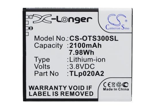 3.8V 2100mAh/7.98Wh Li-ion Mobile/SmartPhone Battery for Alcatel