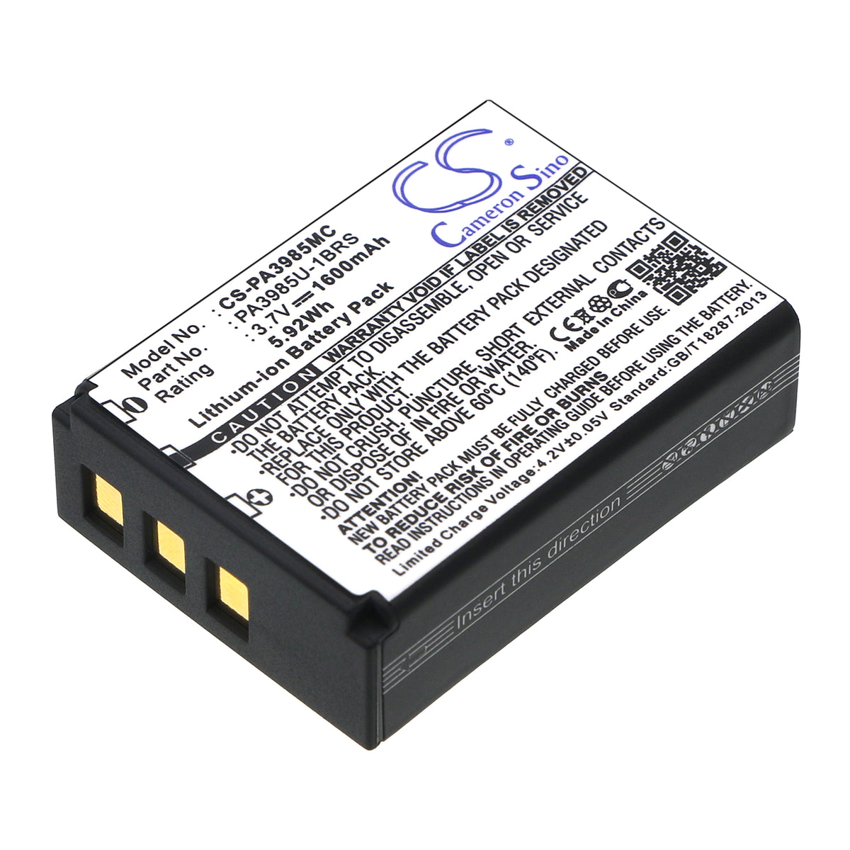 3.7V 1600mAh Li-ion Camera Battery for Toshiba