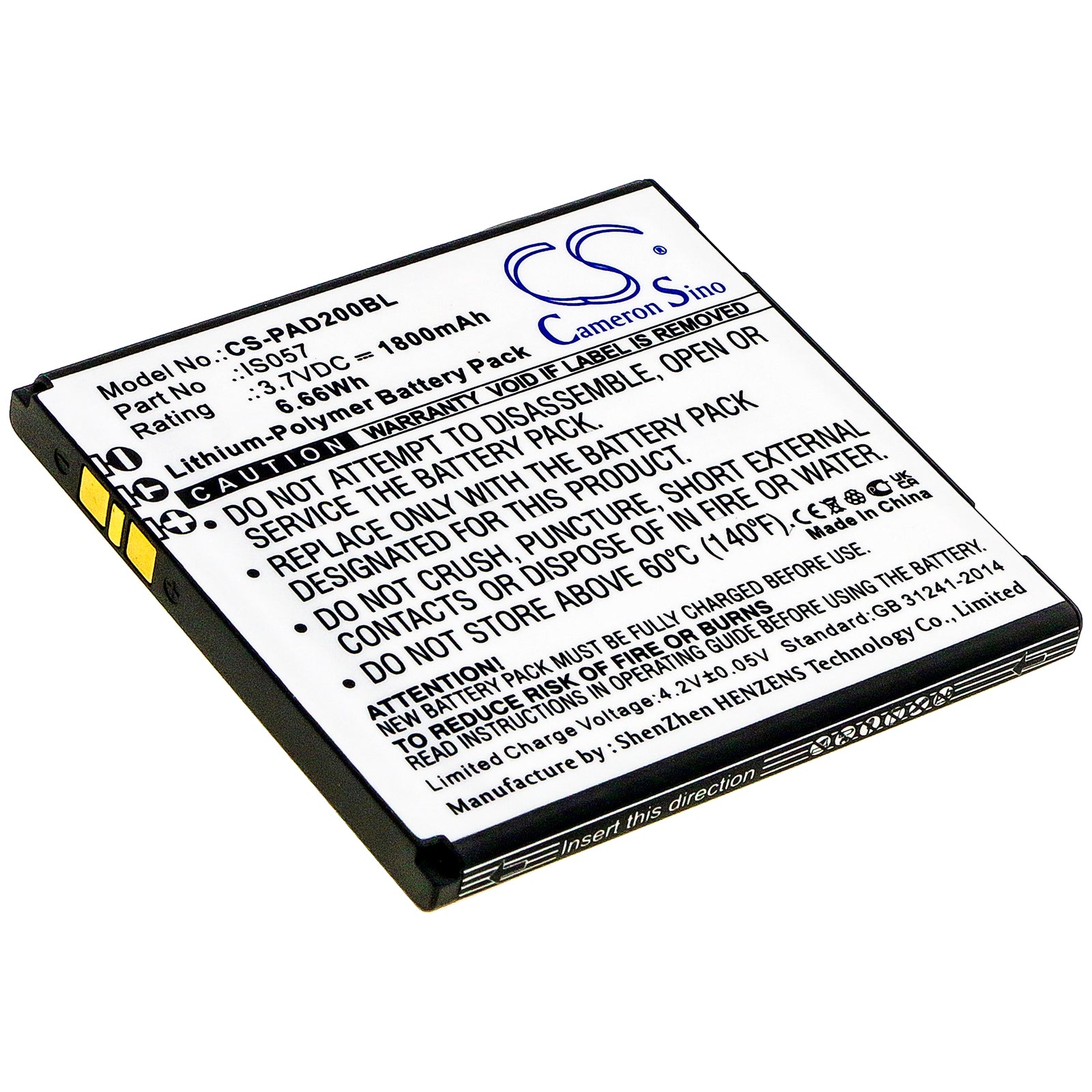 CS-PAD200BL Replacement Battery – Compatible with D200, D200T, IS275, Mini, myPOS D200