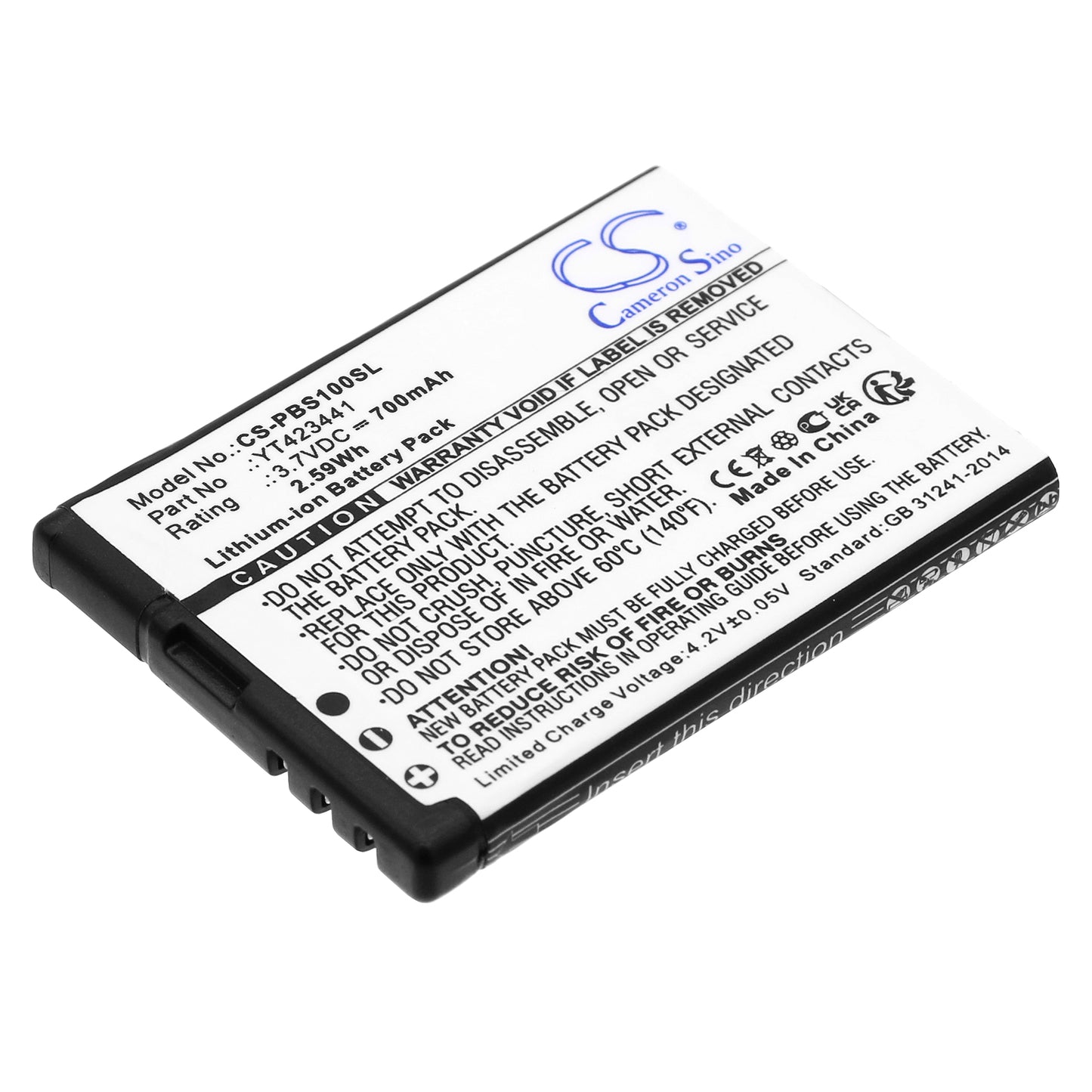 CS-PBS100SL Replacement Battery – Compatible with BBS-1, BBS-1 BodyBeat Sync Wireless P