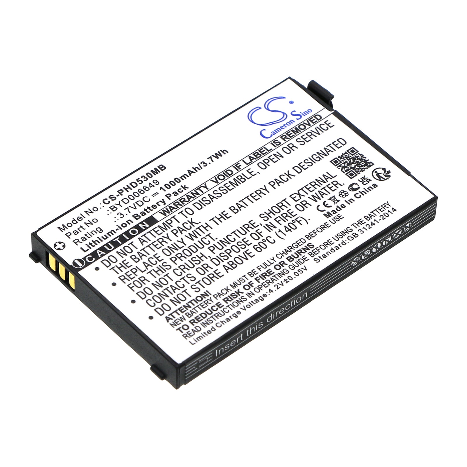 3.7V 1000mAh/3.70Wh Li-ion BabyPhone Battery for Philips