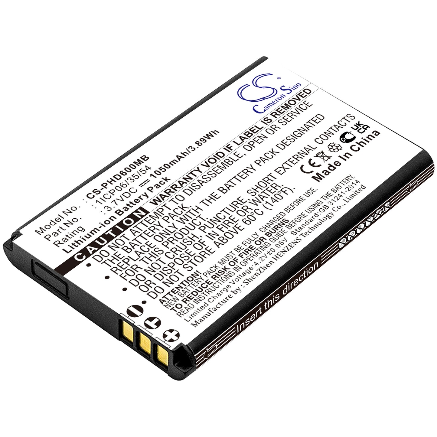 3.7V 1050mAh/3.89Wh Li-ion BabyPhone Battery for Withings