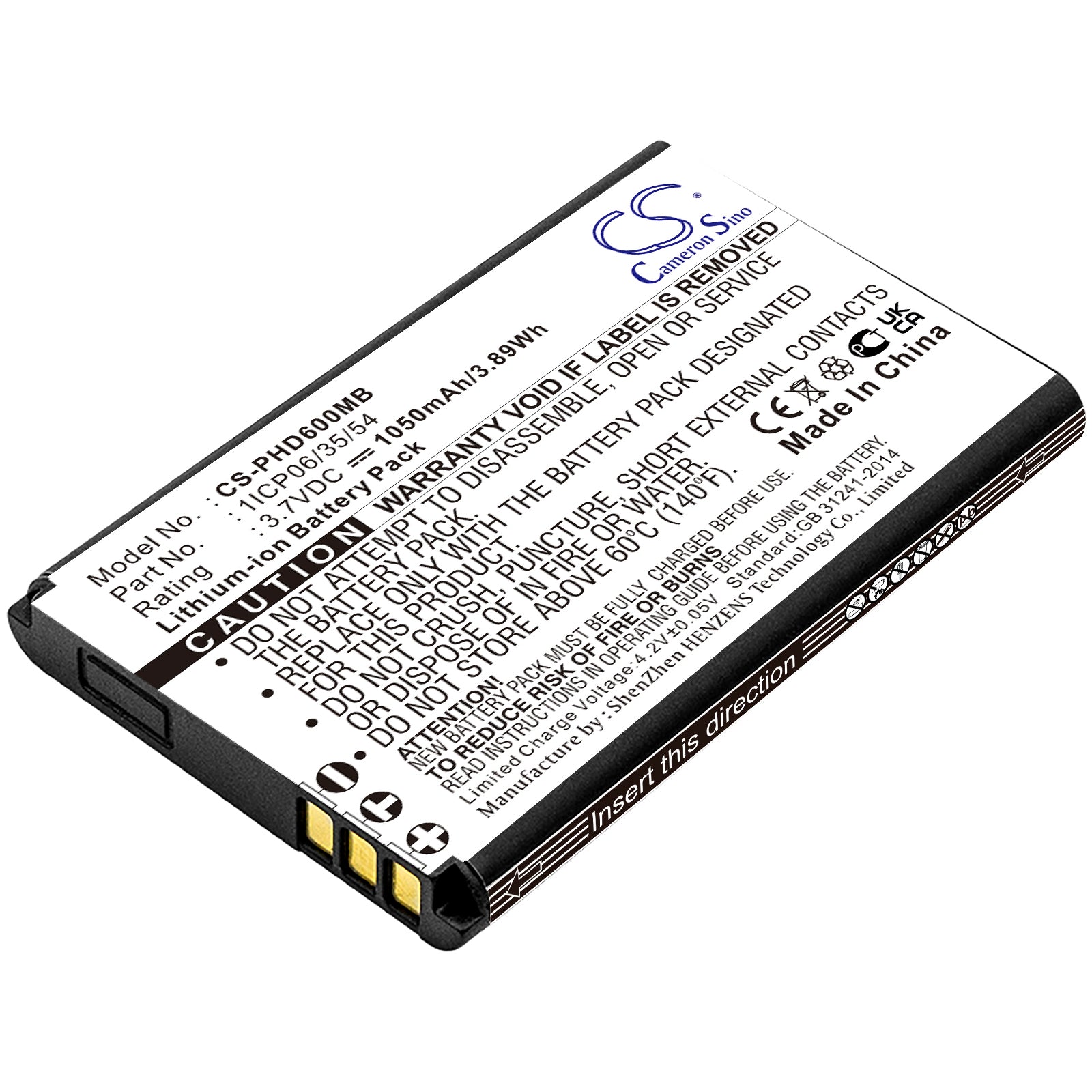 3.7V 1050mAh/3.89Wh Li-ion BabyPhone Battery for Withings