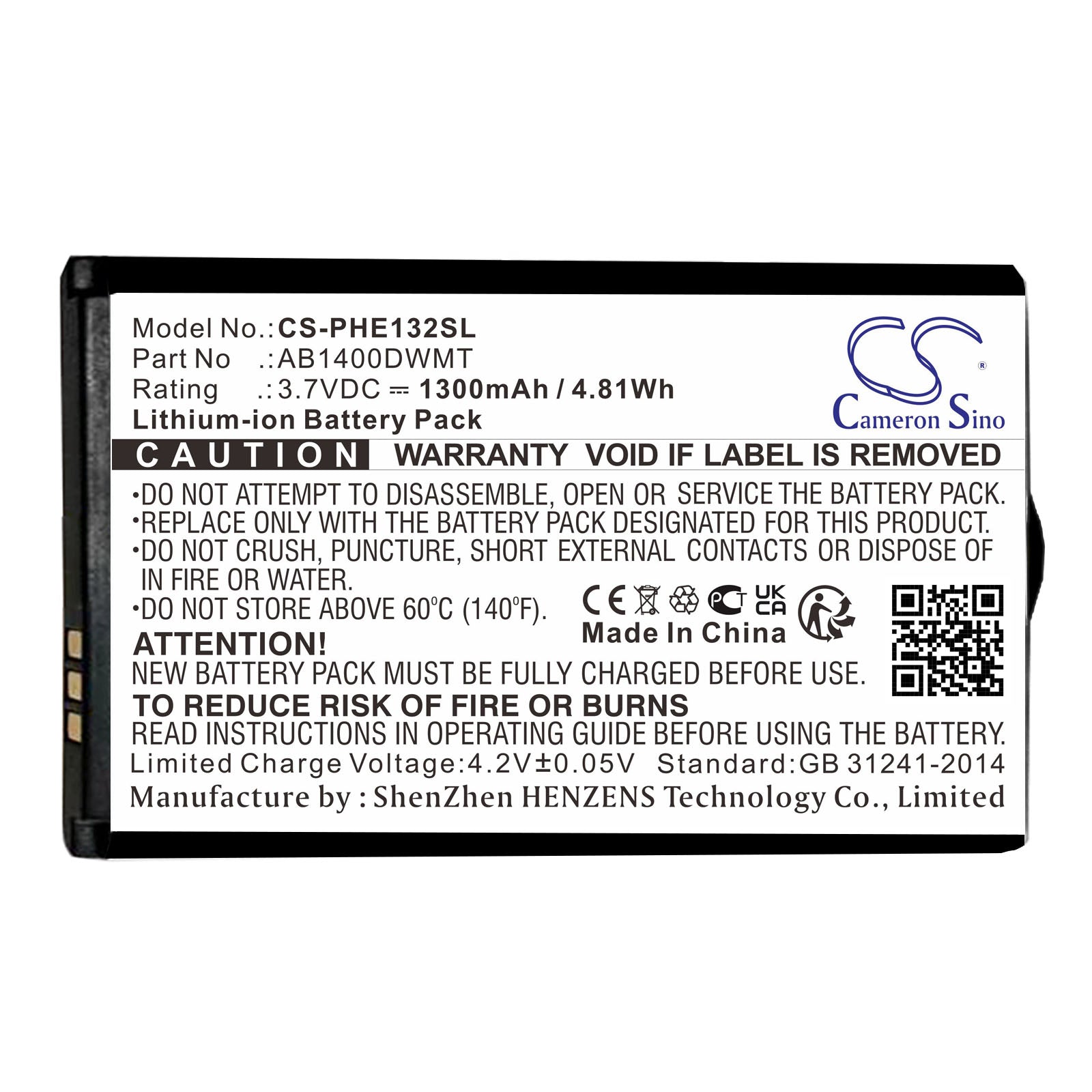 CS-PHE132SL Replacement Battery – Compatible with E132, E132X, Xenium E132, Xenium E132x