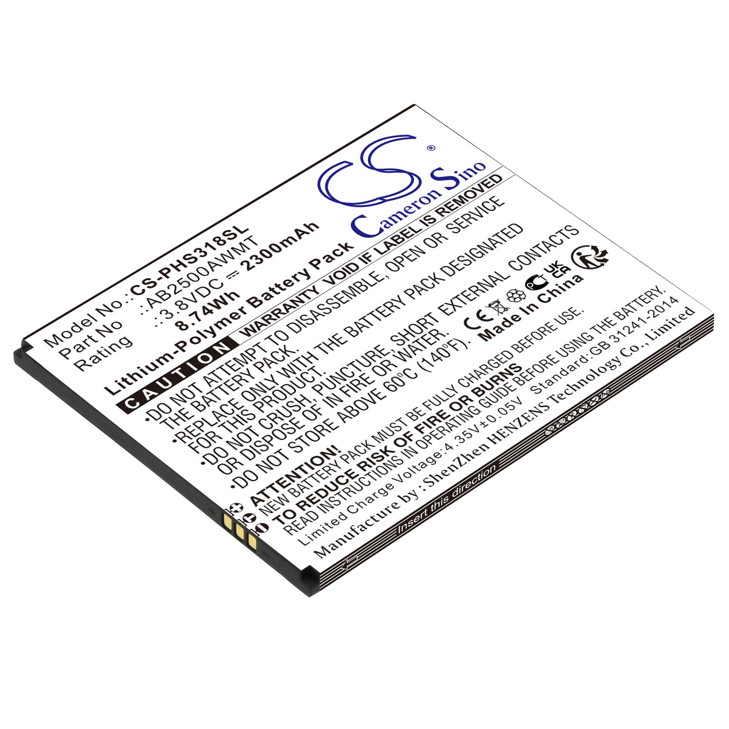 CS-PHS318SL Replacement Battery – Compatible with CTS318, Xenium S318