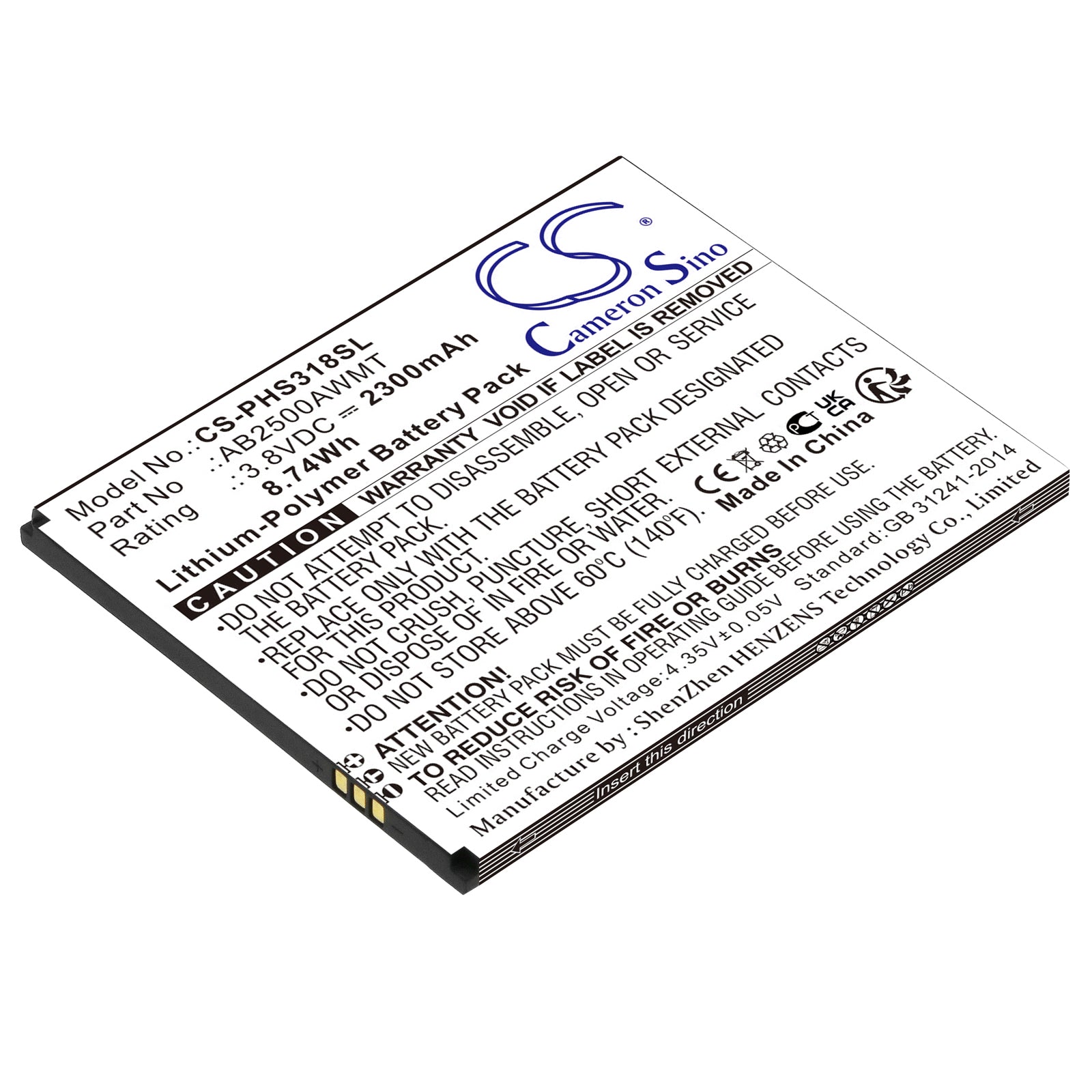 CS-PHS318SL Replacement Battery – Compatible with CTS318, Xenium S318