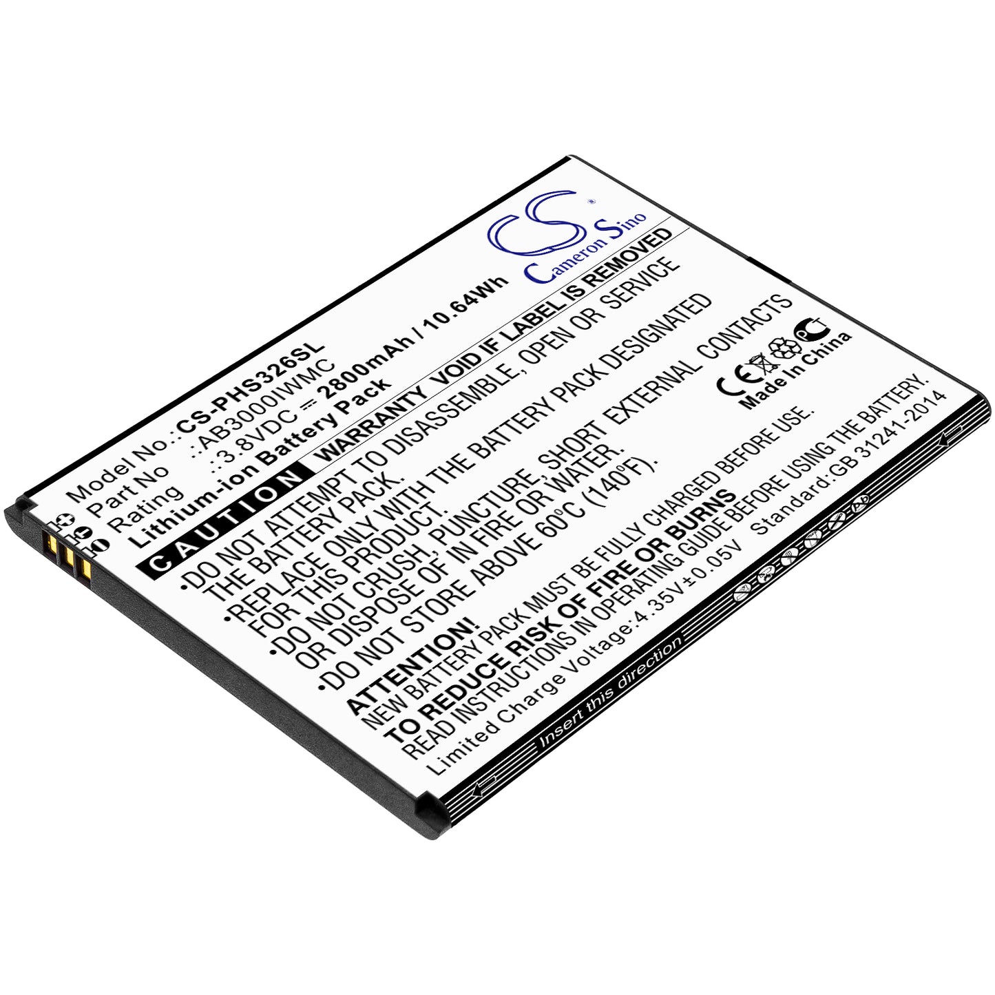 CS-PHS326SL Replacement Battery – Compatible with CTS326, Xenium S326