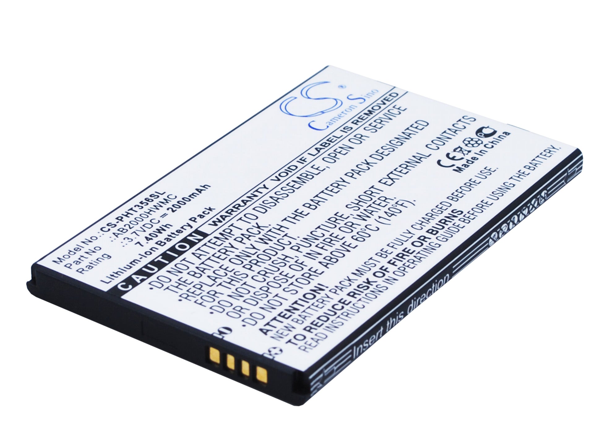 3.7V 2000mAh/7.40Wh Li-ion Mobile/SmartPhone Battery for Philips