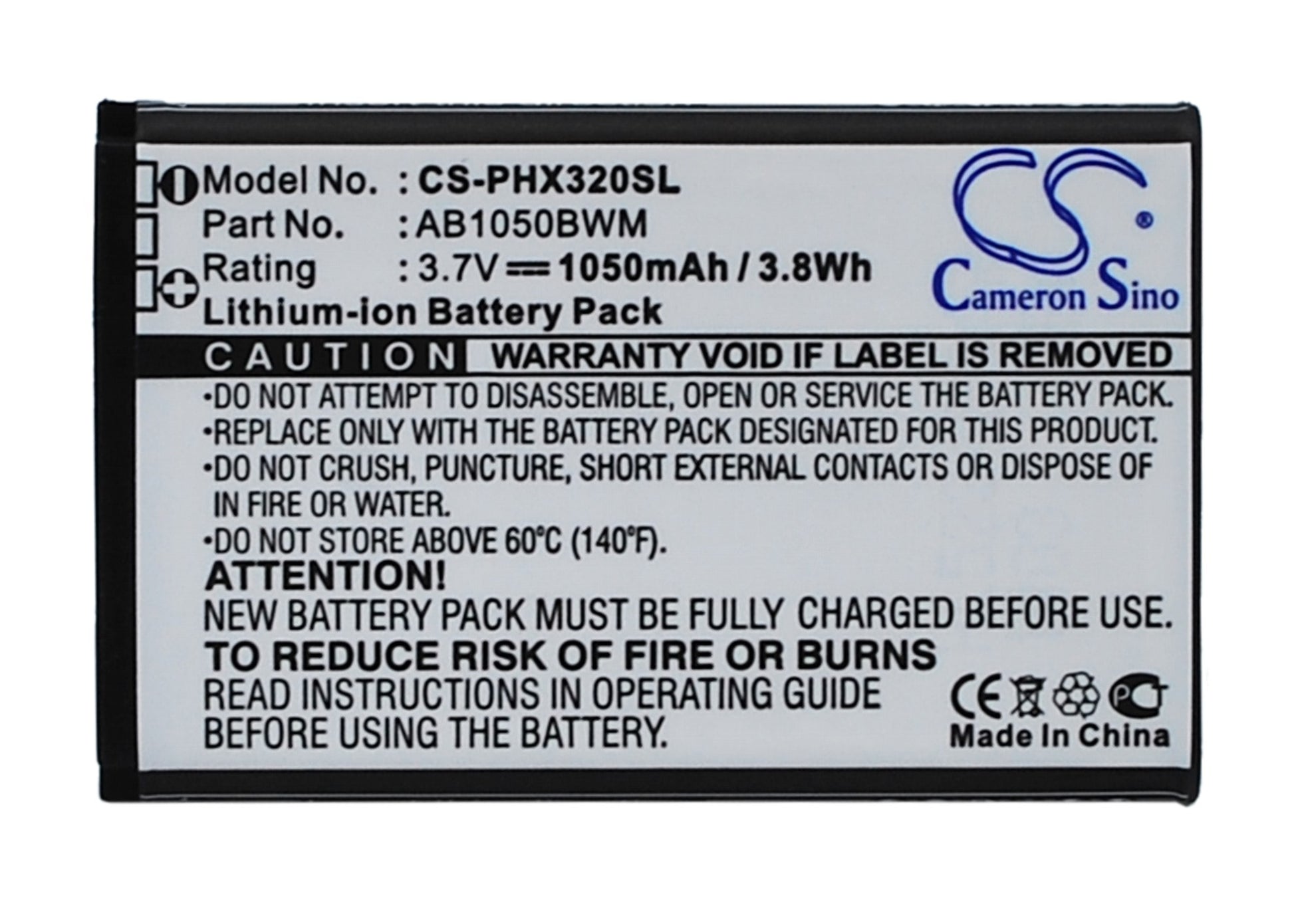 3.7V 1050mAh Li-ion Mobile/SmartPhone Battery for Philips