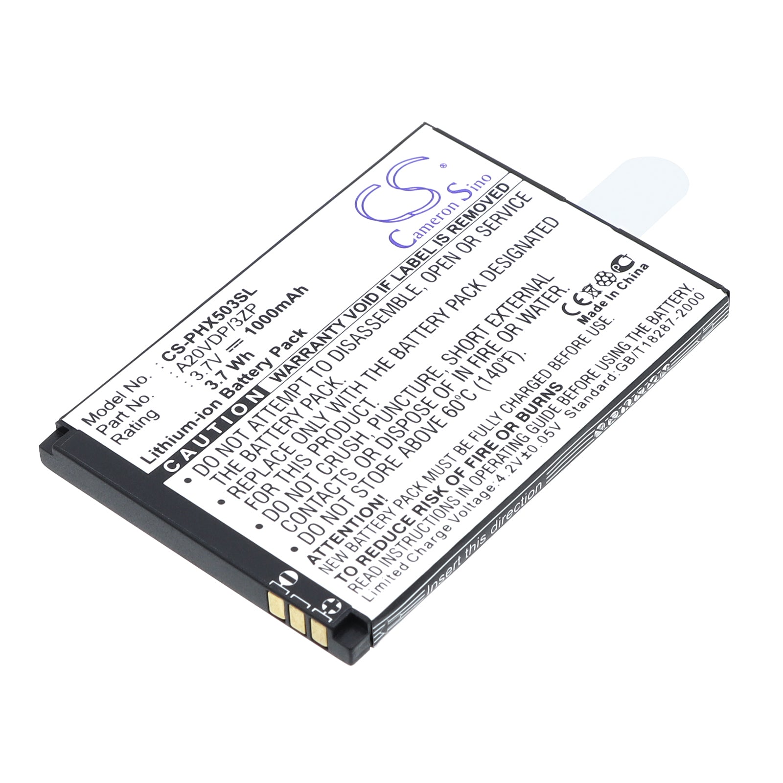 3.7V 1000mAh/3.70Wh Li-ion Mobile/SmartPhone Battery for Philips