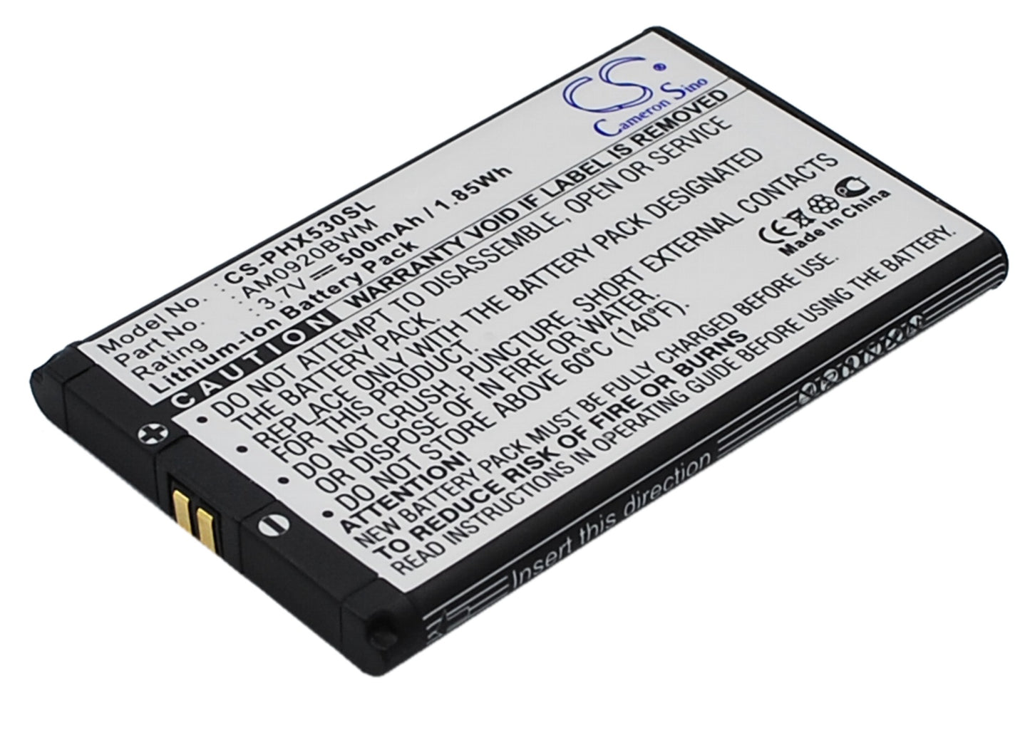 3.7V 500mAh/1.85Wh Li-ion Mobile/SmartPhone Battery for Philips