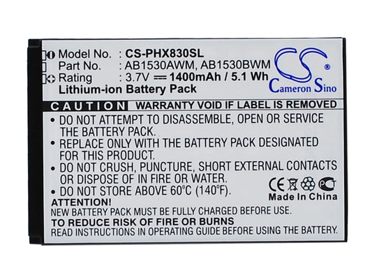 3.7V 1400mAh Li-ion Mobile/SmartPhone Battery for Philips