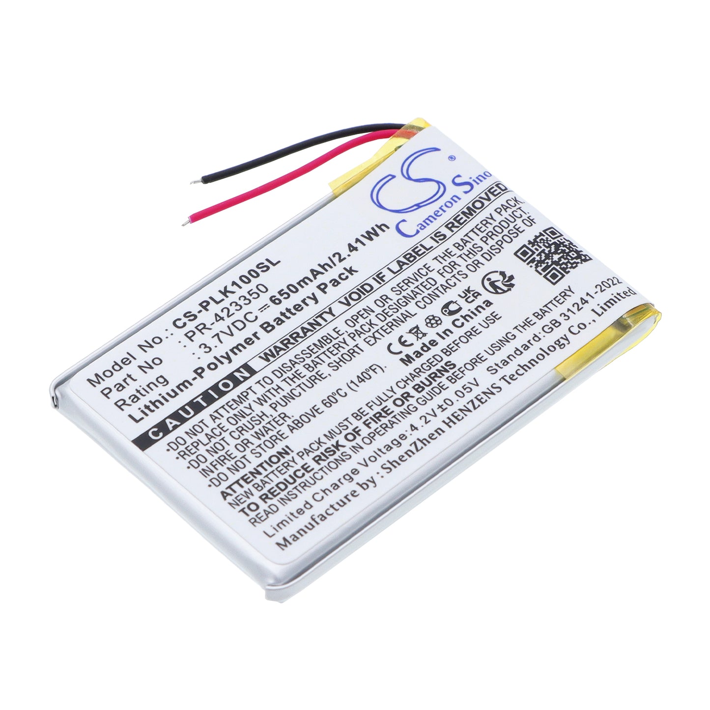 3.7V 650mAh/2.41Wh Li-Polymer Wireless Headset Battery for Plantronics