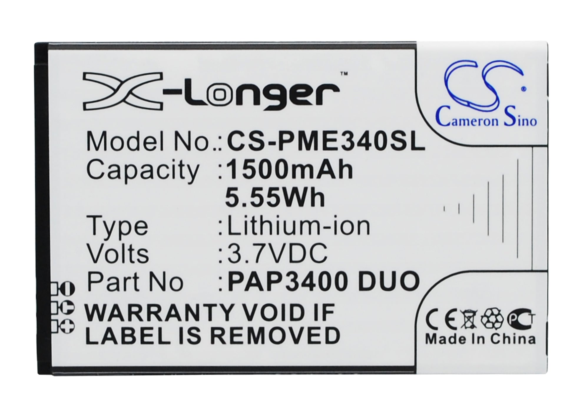 3.7V 1500mAh/5.55Wh Li-ion Mobile/SmartPhone Battery for Prestigio