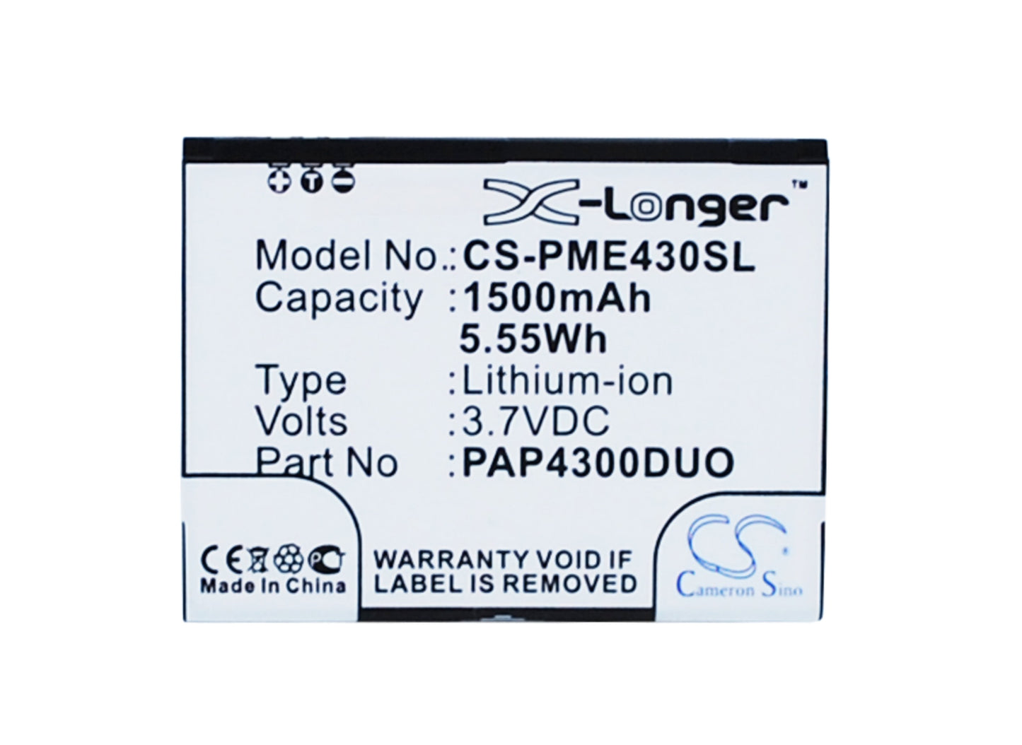 3.7V 1500mAh/5.55Wh Li-ion Mobile/SmartPhone Battery for Prestigio