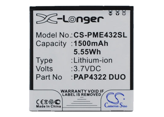 3.7V 1500mAh/5.55Wh Li-ion Mobile/SmartPhone Battery for Prestigio