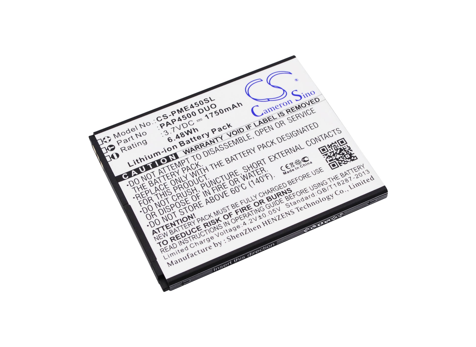3.7V 1750mAh/6.48Wh Li-ion Mobile/SmartPhone Battery for Prestigio