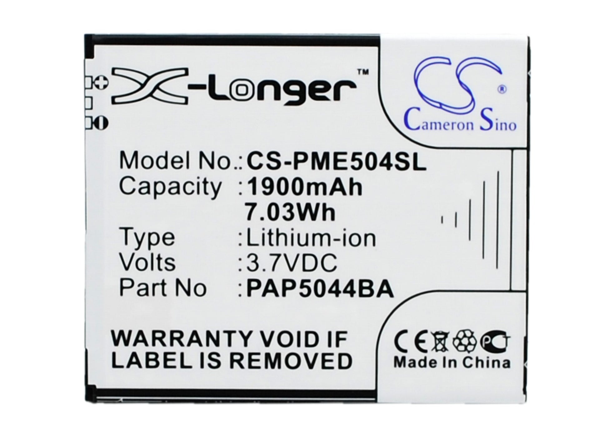 3.7V 1900mAh/7.03Wh Li-ion Mobile/SmartPhone Battery for Prestigio