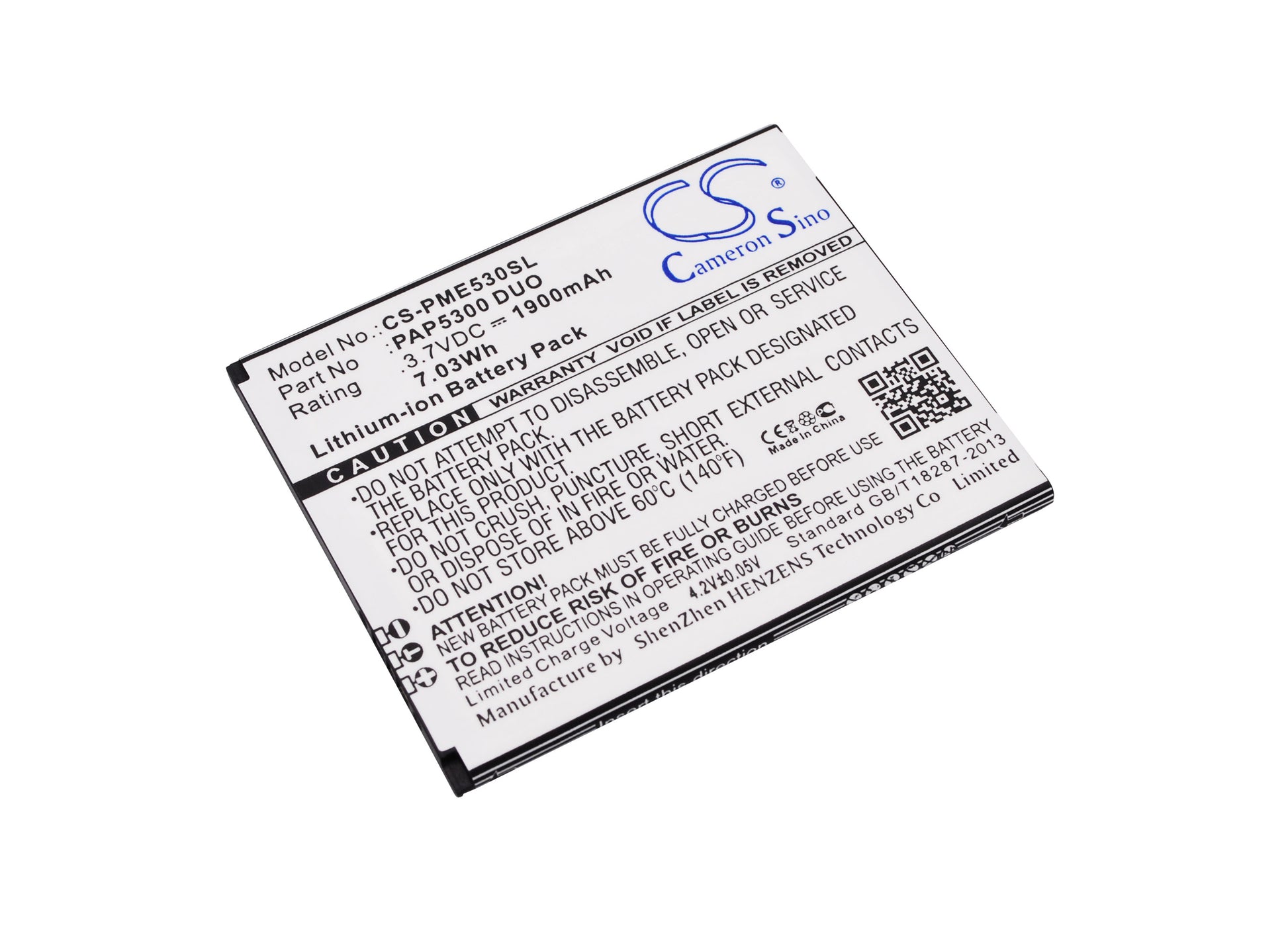 3.7V 1900mAh/7.03Wh Li-ion Mobile/SmartPhone Battery for Prestigio