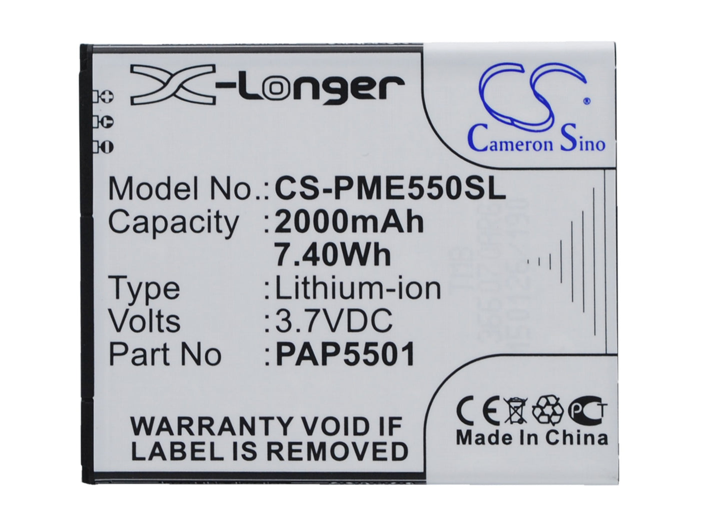 3.7V 2000mAh/7.40Wh Li-ion Mobile/SmartPhone Battery for Prestigio