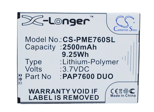3.7V 2500mAh/9.25Wh Li-Polymer Mobile/SmartPhone Battery for Prestigio