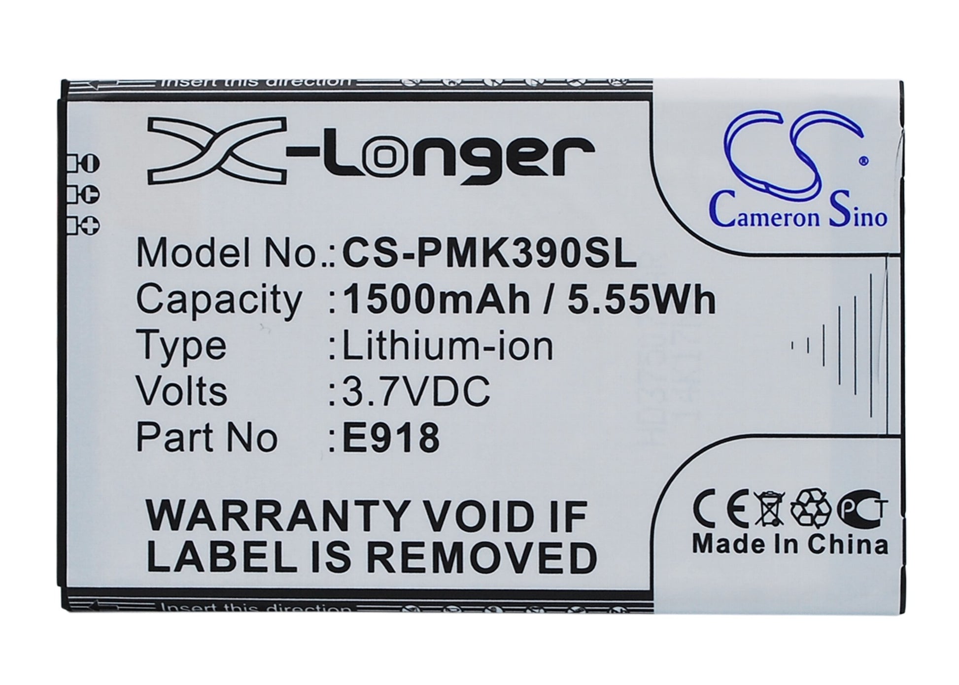 3.7V 1500mAh/5.55Wh Li-ion Mobile/SmartPhone Battery for PHICOMM